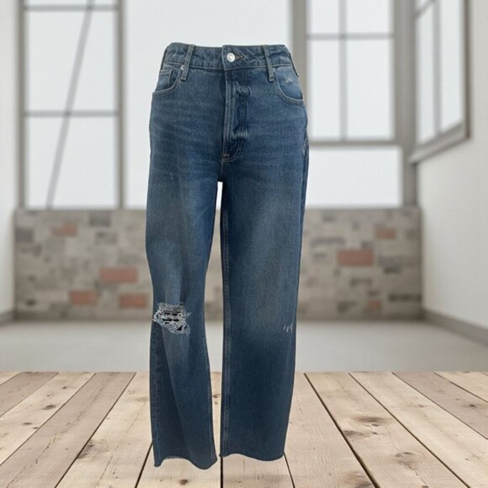 Free Assembly Distressed High Rise‎ Straight Jeans Size 14 Y2K Streetwear Baddie
